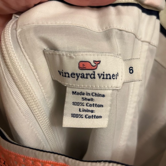 Women’s Vintage Vines nautical striped dress with coral trim. - Picture 3 of 3